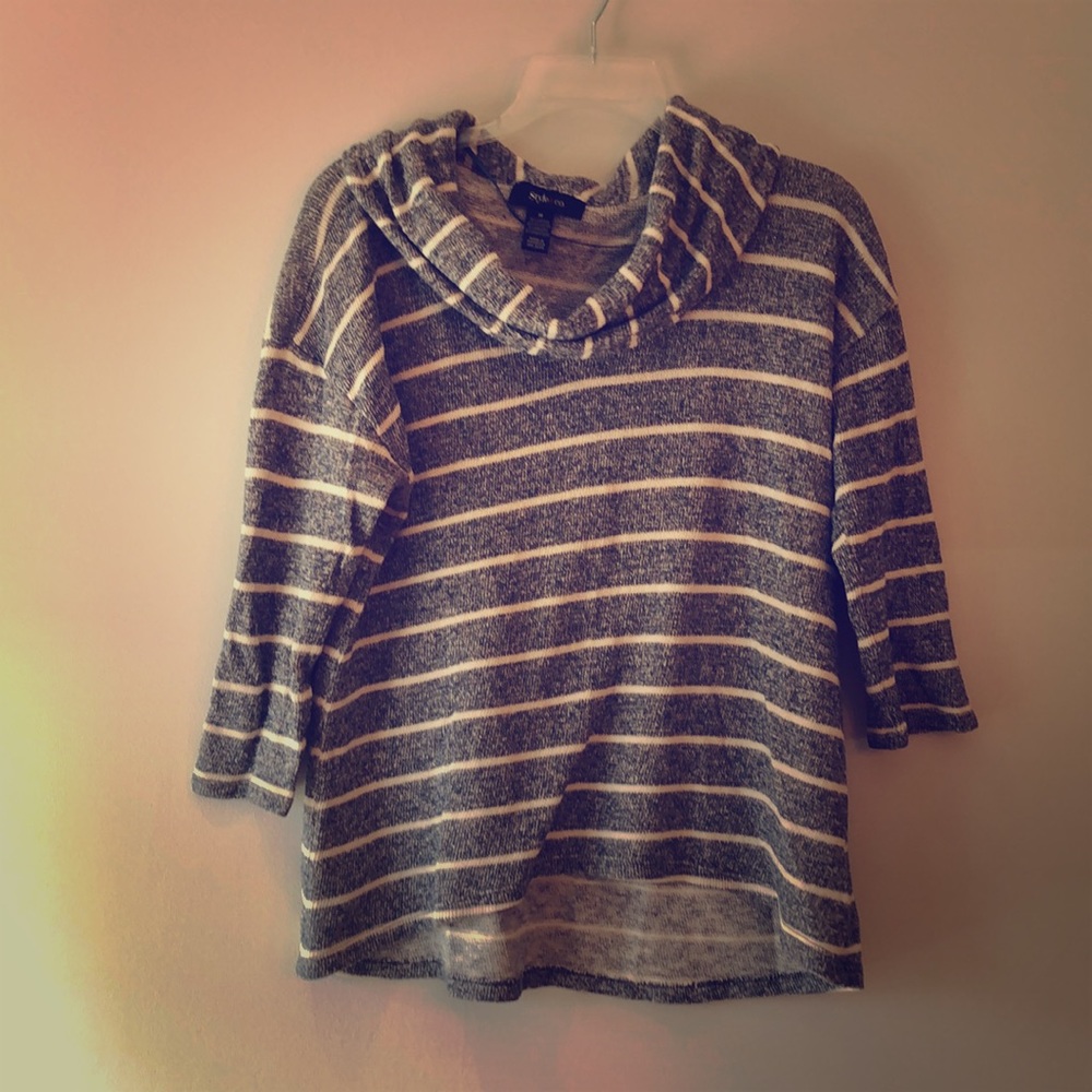 Style & Co Metallic Striped Cowl-Neck Sweater